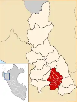 Location of Cajamarca in the  Cajamarca Region