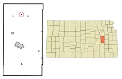 Location within Lyon County and Kansas