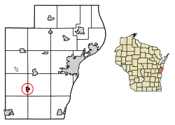 Location of St. Nazianz in Manitowoc County, Wisconsin.