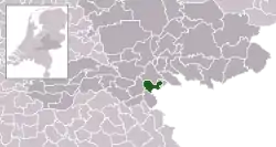 Highlighted position of Ubbergen in a municipal map of Gelderland