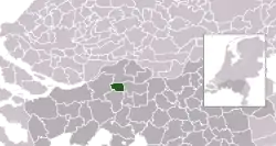 Highlighted position of Geertruidenberg in a municipal map of North Brabant