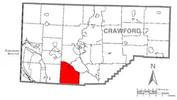 Location of Greenwood Township in Crawford County