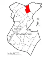 Map of Huntingdon County, Pennsylvania Highlighting Barree Township