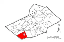 Map of Schuylkill County, Pennsylvania Highlighting Pine Grove Township