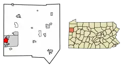 Location of Sharon in Mercer County, Pennsylvania.