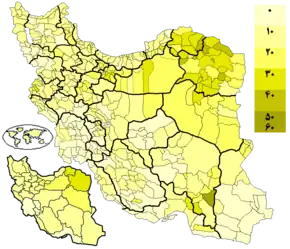 Votes received by Ghalibaf per districts
