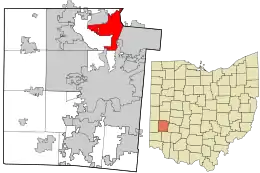 Location in Montgomery County and the state of Ohio
