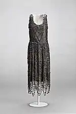 A 1920s Vionnet evening dress, black with beading