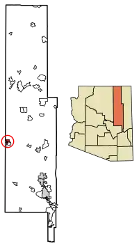 Location of Winslow in Navajo County, Arizona.