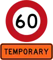 Temporary 60 km/h speed limit