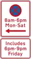 No Stopping at times prescribed (on both sides of this sign, includes a late night extension)