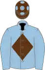 LIGHT BLUE, brown diamond, brown cap, blue spots