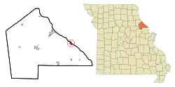 Location of Clarksville, Missouri