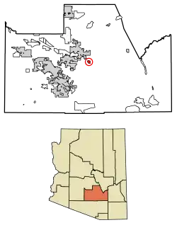 Location of Cactus Forest in Pinal County, Arizona.