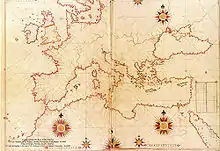 Piri Reis' map of Europe and the Mediterranean Sea from 1513
