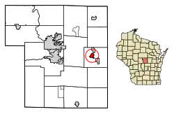 Location of Amherst Junction in Portage County, Wisconsin.