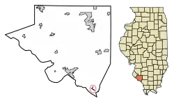 Location of Rockwood in Randolph County, Illinois.
