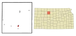 Location within Rooks County and Kansas