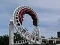 The original Corkscew train in the first corkscrew.