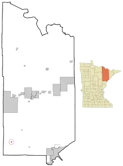 Location of the city of Floodwoodwithin Saint Louis County, Minnesota