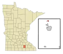 Location of Medfordwithin Steele County, Minnesota
