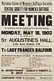 1903 Suffrage poster for meeting in Lillie Road