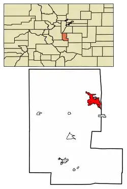 Location of the City of Woodland Park in Teller County, Colorado.