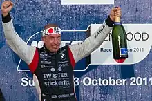The winner of a 2011 WTCC race wears a hachimaki