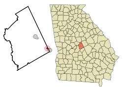 Location in Twiggs County and the state of Georgia