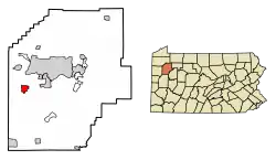 Location of Polk in Venango County, Pennsylvania.