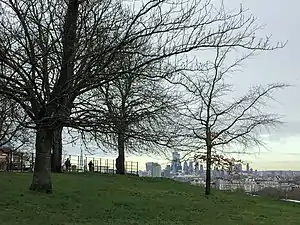 View of the City of London (right) and The Shard (left) from Greenwich Park