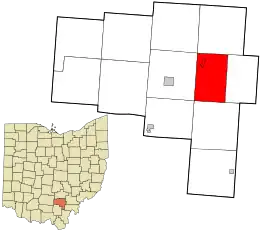 Location in Vinton County and the state of Ohio.