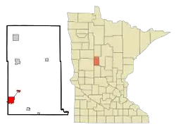 Location of the city of Wadenawithin Wadena County, Minnesota