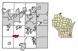 Location of North Prairie in Waukesha County, Wisconsin.