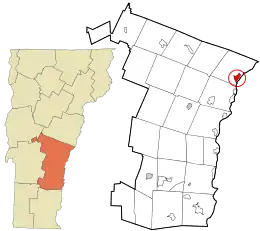 Location in Windsor County and the state of Vermont