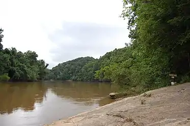 "Baptism Rock" at the Yadkin River, between the cave and the original homesite