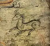 Horse painted into heavens in tomb art