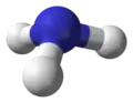 Ball-and-stick model of the ammonia molecule