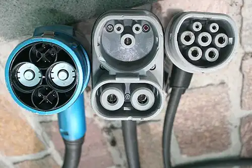 Three car-charging plugs