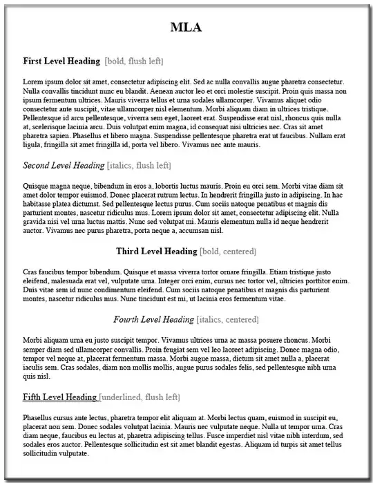 MLA Headings tend to look like this: