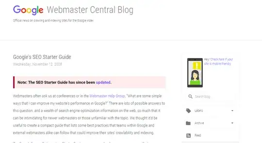 Google's Webmaster Blog Screenshot showing Update Notification