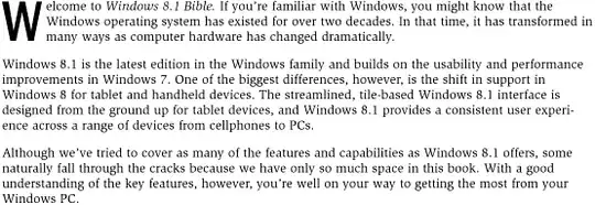 text example from the Windows 8.1 Bible