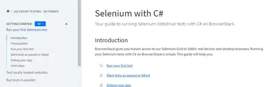 Excerpt From BrowserStack's documentation showing the drop down in the left sidebar where the programming language can be selected