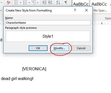 Closeup of Create-Style, directing users to click "modify"