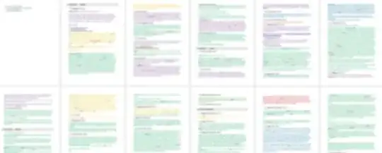 screenshot (blurred) of a 12-page treatment with colored storylines