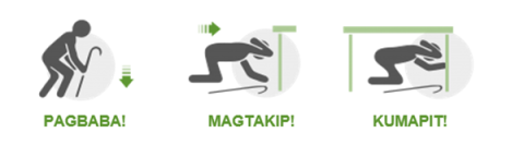 drop, cover, hold on 