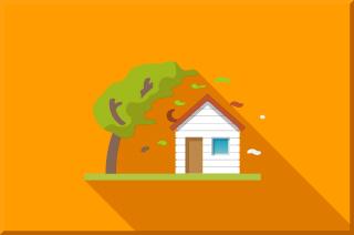 illustration of a house in a hurricane